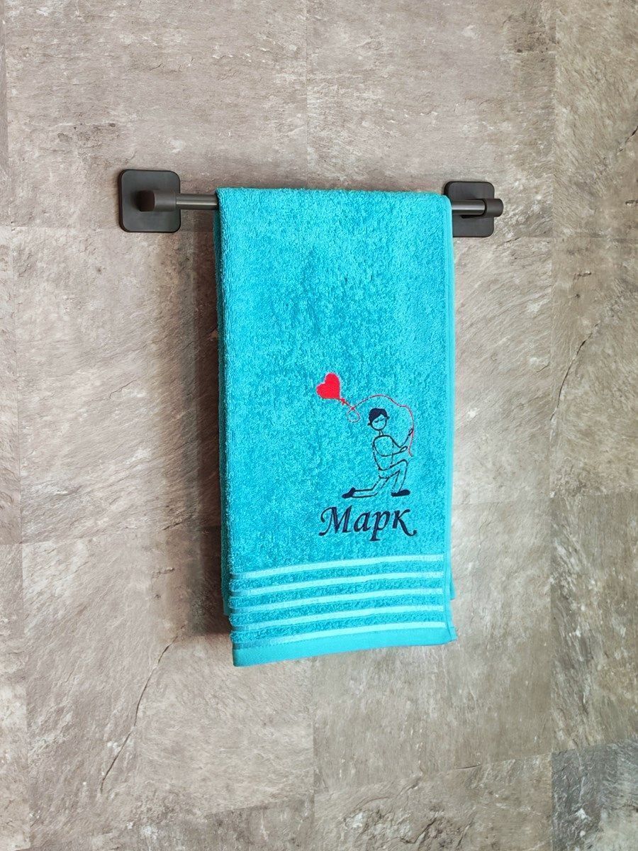 снимок Полотенце с вышивкой 50*90 "Марк" синее от магазина BIO-TEXTILES ОПТ