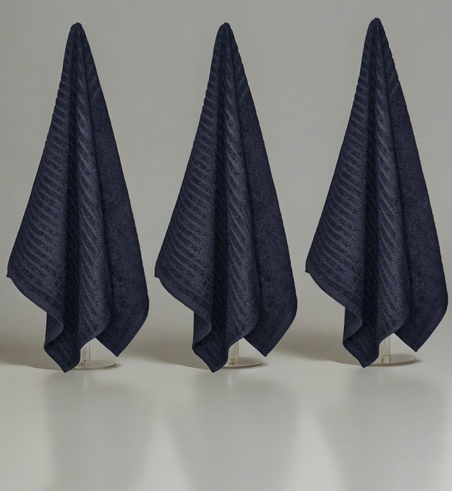 снимок Полотенце махровое черное полоса 50*90 от магазина BIO-TEXTILES ОПТ