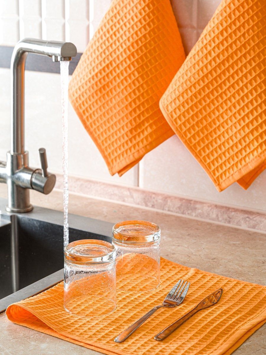 снимок Набор вафельных полотенец 3 шт (30*60) оранжевые от магазина BIO-TEXTILES ОПТ
