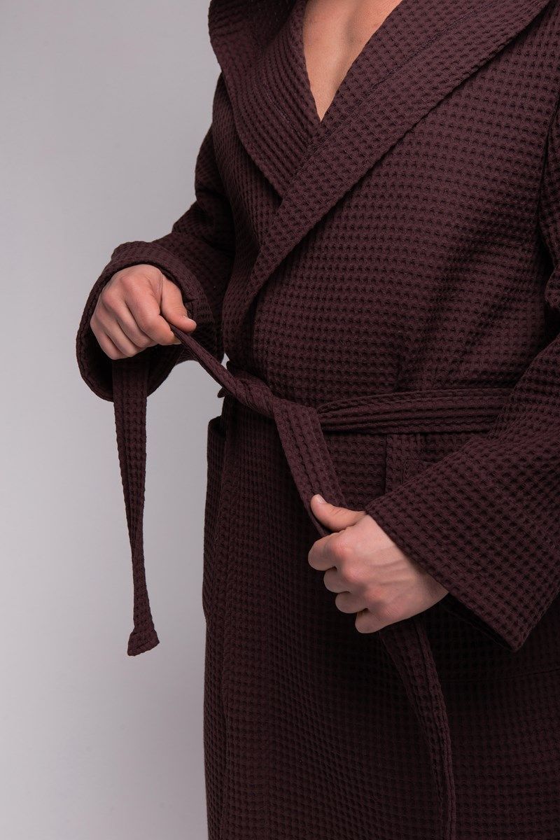 снимок Халат вафельный PandaHug Оrlando шоколадный с капюшоном от магазина BIO-TEXTILES ОПТ