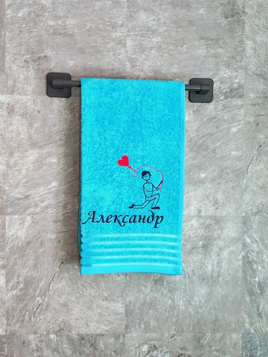 снимок Полотенце с вышивкой 50*90 "Александр" синее от магазина BIO-TEXTILES ОПТ