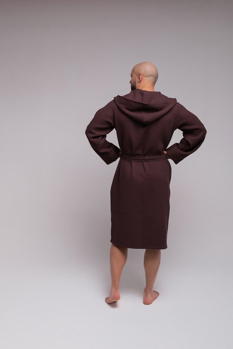 снимок Халат вафельный PandaHug Оrlando шоколадный с капюшоном от магазина BIO-TEXTILES ОПТ