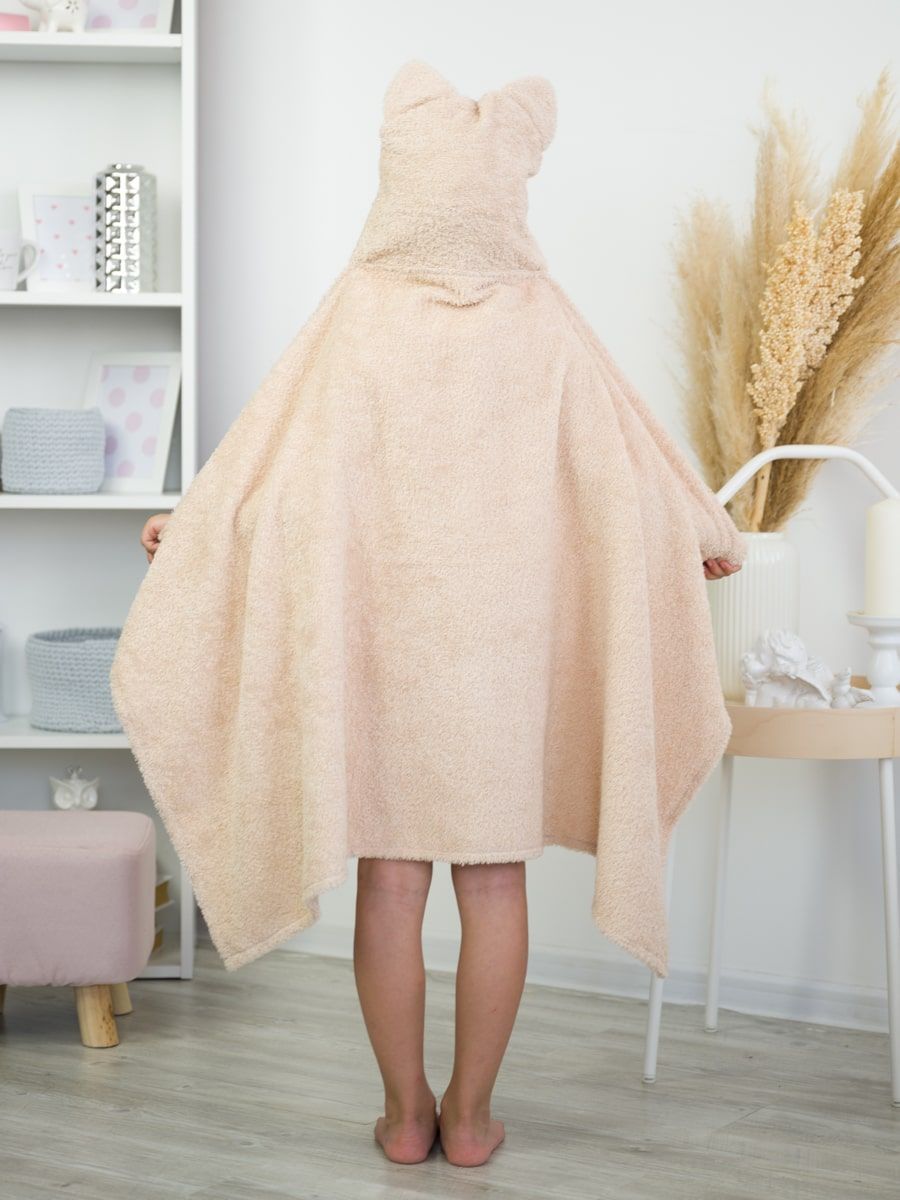 снимок Накидка детская с капюшоном "КОТИКИ" 110*70 см, бежевый от магазина BIO-TEXTILES ОПТ