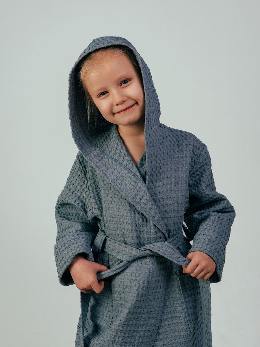 снимок Халат вафельный детский "Комфорт" серый от магазина BIO-TEXTILES ОПТ