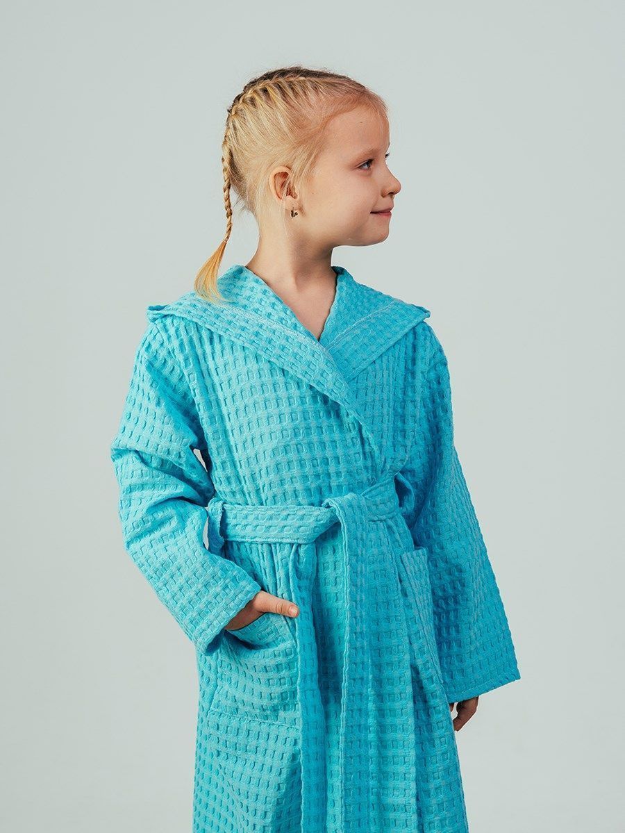 снимок Халат вафельный детский "Комфорт" голубой от магазина BIO-TEXTILES ОПТ