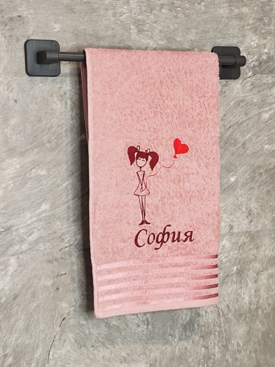 снимок Полотенце с вышивкой 50*90 "София" розовое от магазина BIO-TEXTILES ОПТ