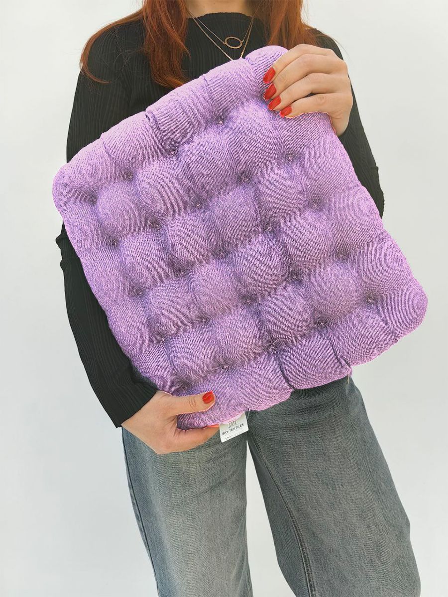 снимок Био-подушка на стул с лузгой гречихи, рогожка, сиреневая,  40*40 + лаванда от магазина BIO-TEXTILES ОПТ